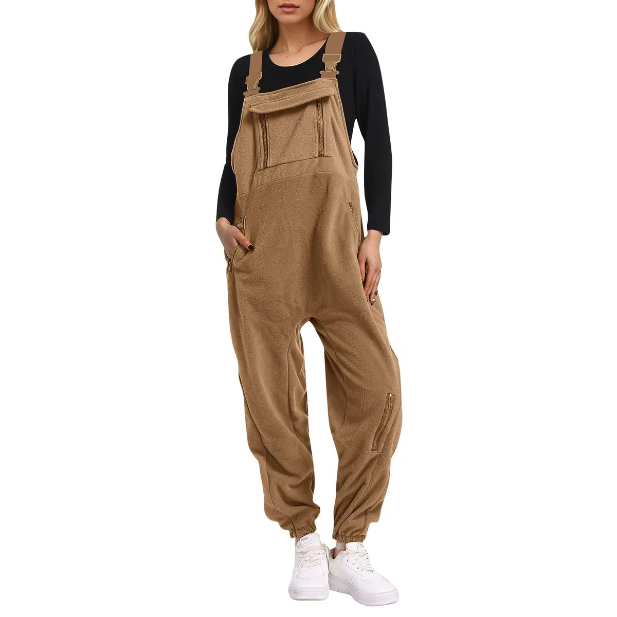 Salopette spazzolate da donna e regolabili con pantaloni da sci invernali caldi