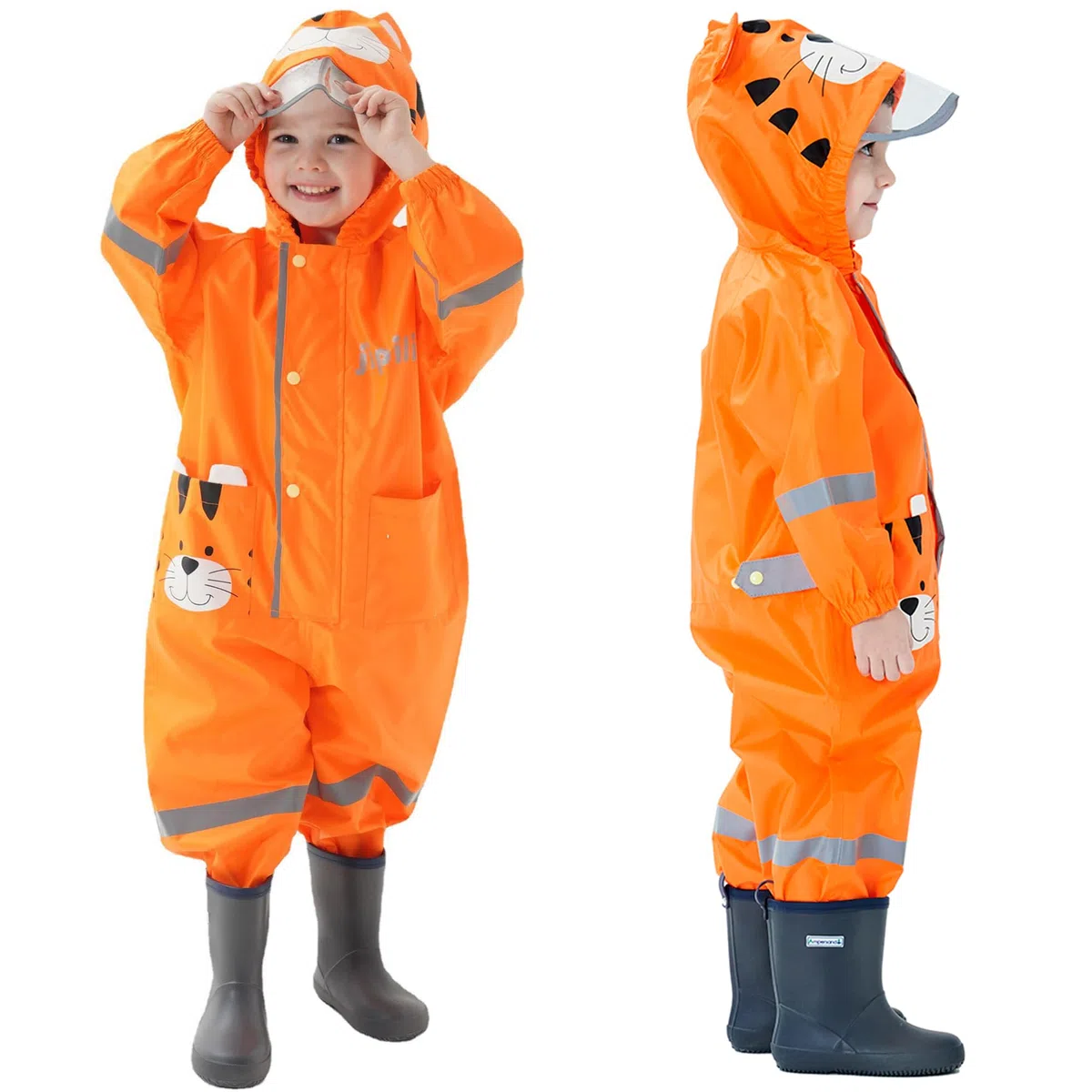 Fewlby Impermeabile Bambini Tuta Pioggia Bambina Antipioggia con Cappuccio Poncho Impermeabile Ragazze Ragazzi Giacche da Pioggia con Cappello Trasparente per 1-10 Anni