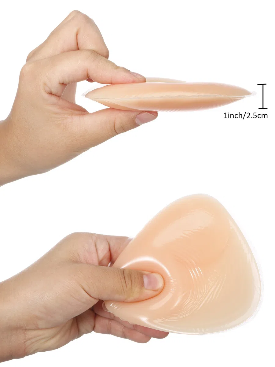 Hestya 2 Paia Bikini Imbottitura di Gel Silicone Inserti di Reggiseno Impermeabile Reggiseno Push UP Rinforzatore del Seno per Cup da A a D, Forma Triangolo (Nudo e Trasparente)