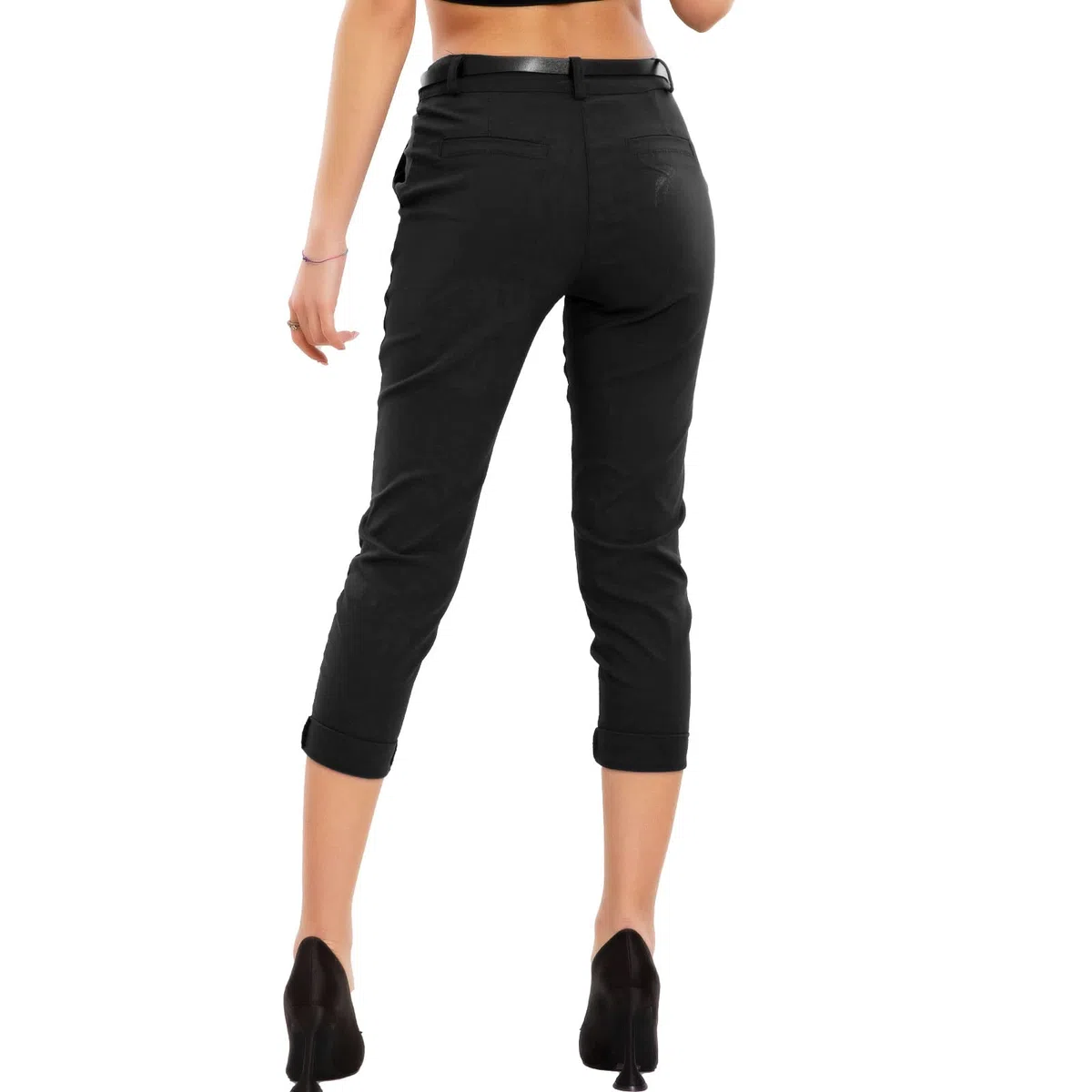 Toocool Pantaloni Donna Classici Eleganti Capri Vita Bassa Pinocchietto VB-2918