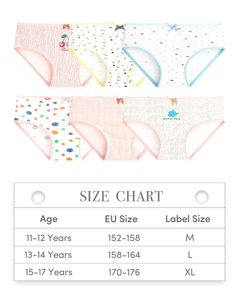 Adorel Mutande Cotone Slip Intimo Ragazza Pacco da 12