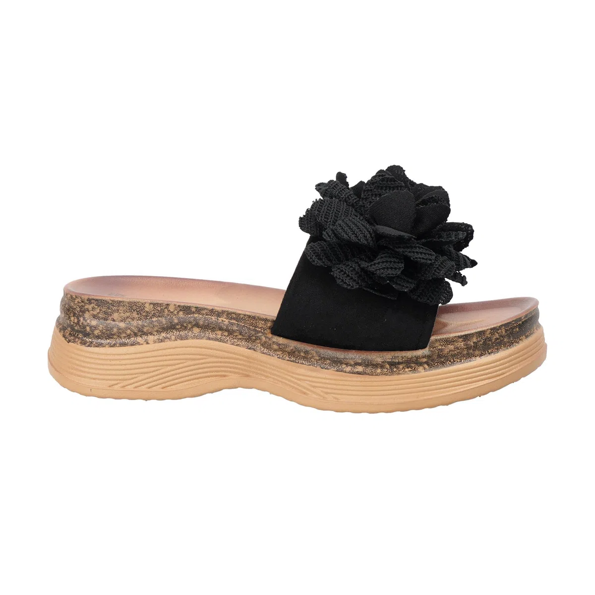JOMIX Sandali Donna Estivi Eleganti con Fiori in Tessuto Comode Scarpe Aperte e Ciabatte con Zeppa Effetto Legno Suola Antiscivolo per Spiaggia e Giardino