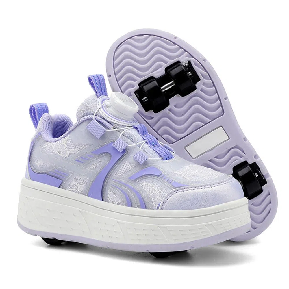 ENEN Sportive Scarpe da Skateboard 4 Ruote, Autunno Moda Scarpe con Rotelle Bambina Bambino, Skateboard Sneakers Outdoor Multisport Ginnastica da Pattini per Ragazze e Ragazzi