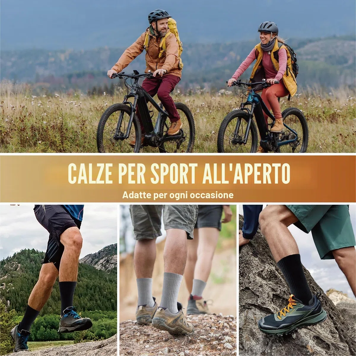 Niorasen Calze Invernali Termiche da Uomo e Donna, Calze Invernali da Trekking in Lana Merino, Calzini Traspiranti, Calze Sportivi per Ciclismo, Trail Running, Sci, Calze Lavoro, 3 Paia