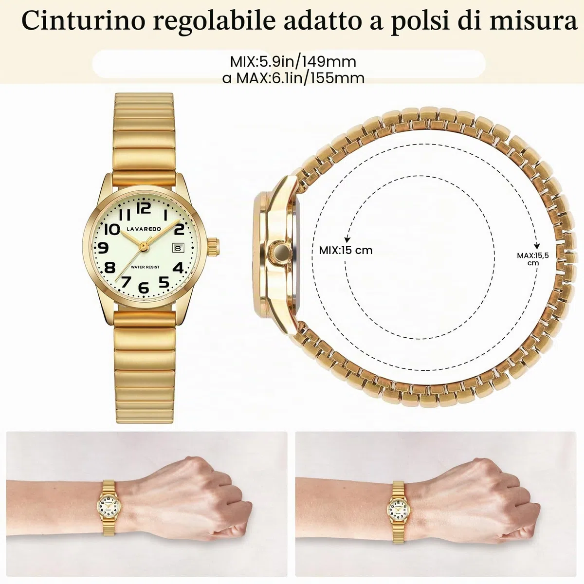 Timever Orologio da Donna Elegante al Quarzo Analogico - Cinturino in Acciaio Inossidabile - Quadrante con Numeri Grandi Luminosi e Data-Regalo Perfetto per Moglie e Fidanzata