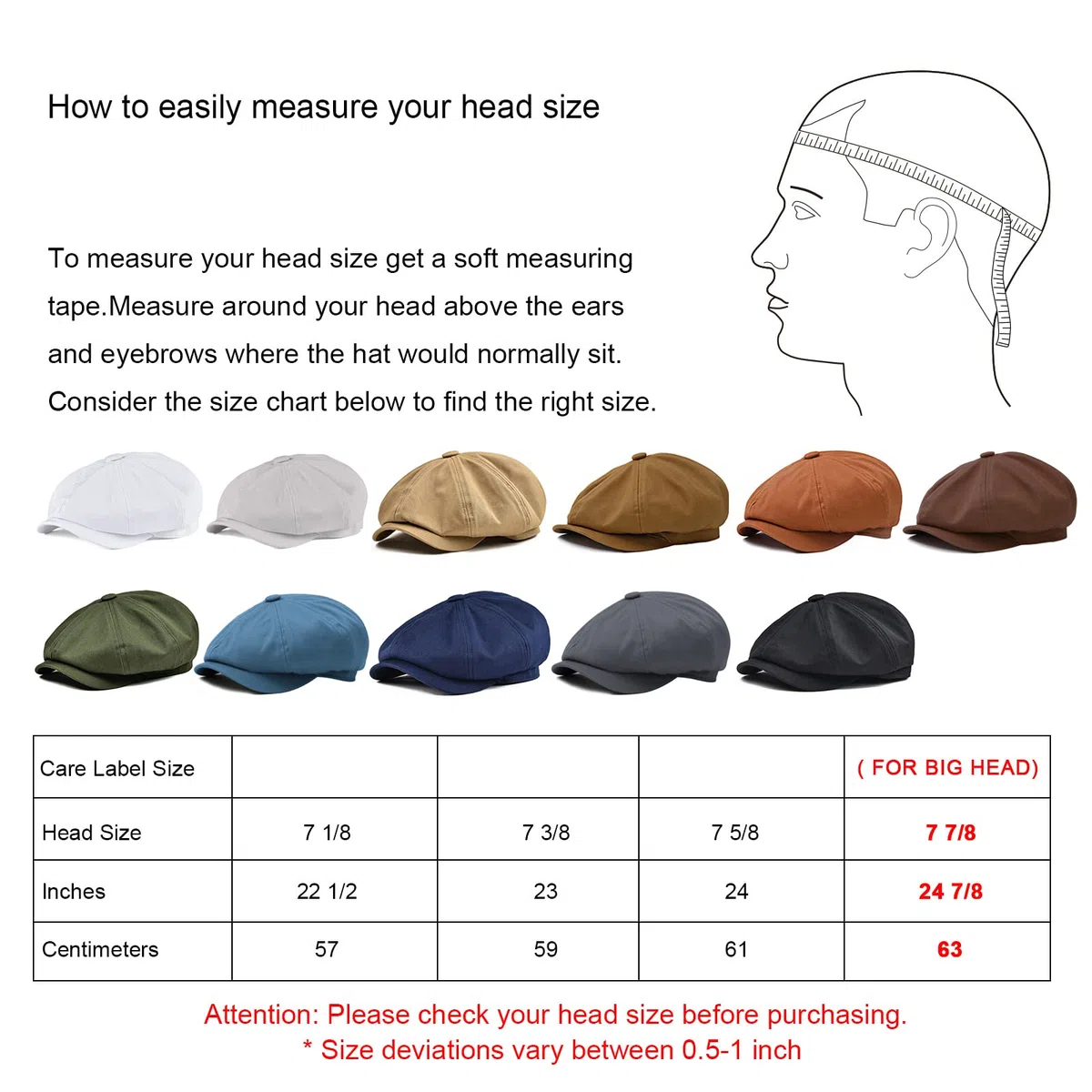 BOTVELA 8 Pezzi Newsboy Flat cap 100% Cotone Gatsby Ivy Golf Cabbie Hat