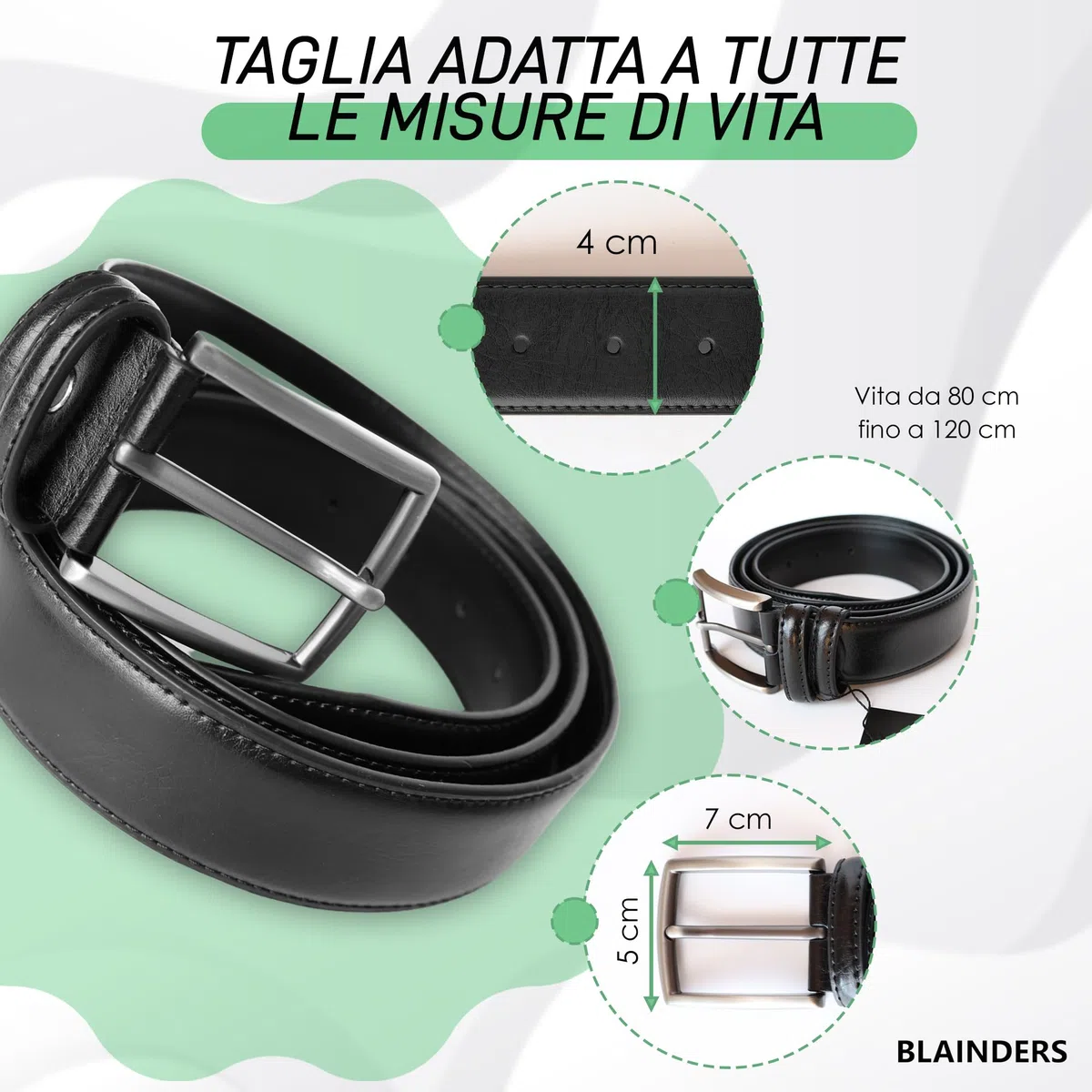 Cintura Portasoldi Nascosta per Viaggio, Cintura in Pelle con Portafoglio Interno per Uomo e Donna, Adatto a Tutte le Cinture. Moschettone in Pelle incluso di Gratuito. (Nero)