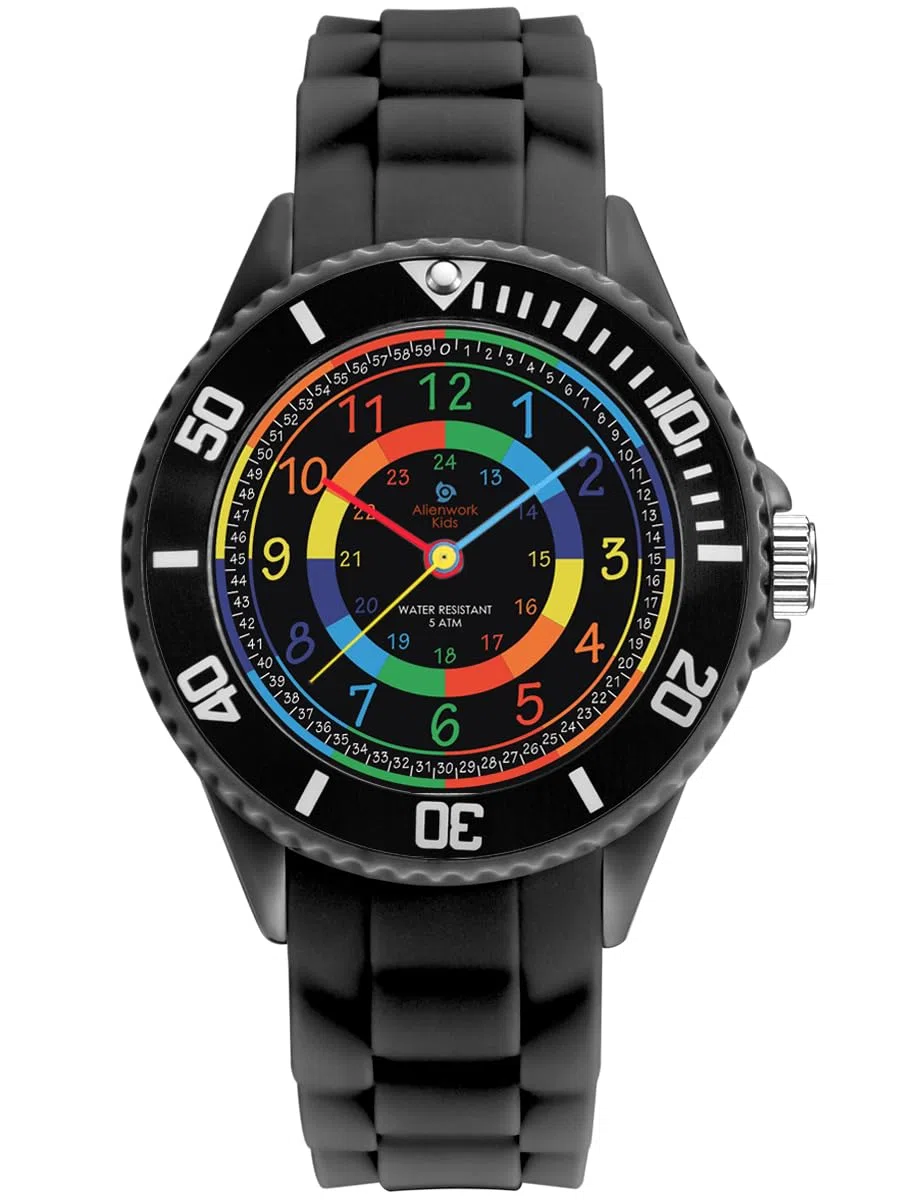 Alienwork Kids Orologio di Apprendimento Bambini Ragazzi Ragazze Tempo di Apprendimento Impermeabile 5 ATM