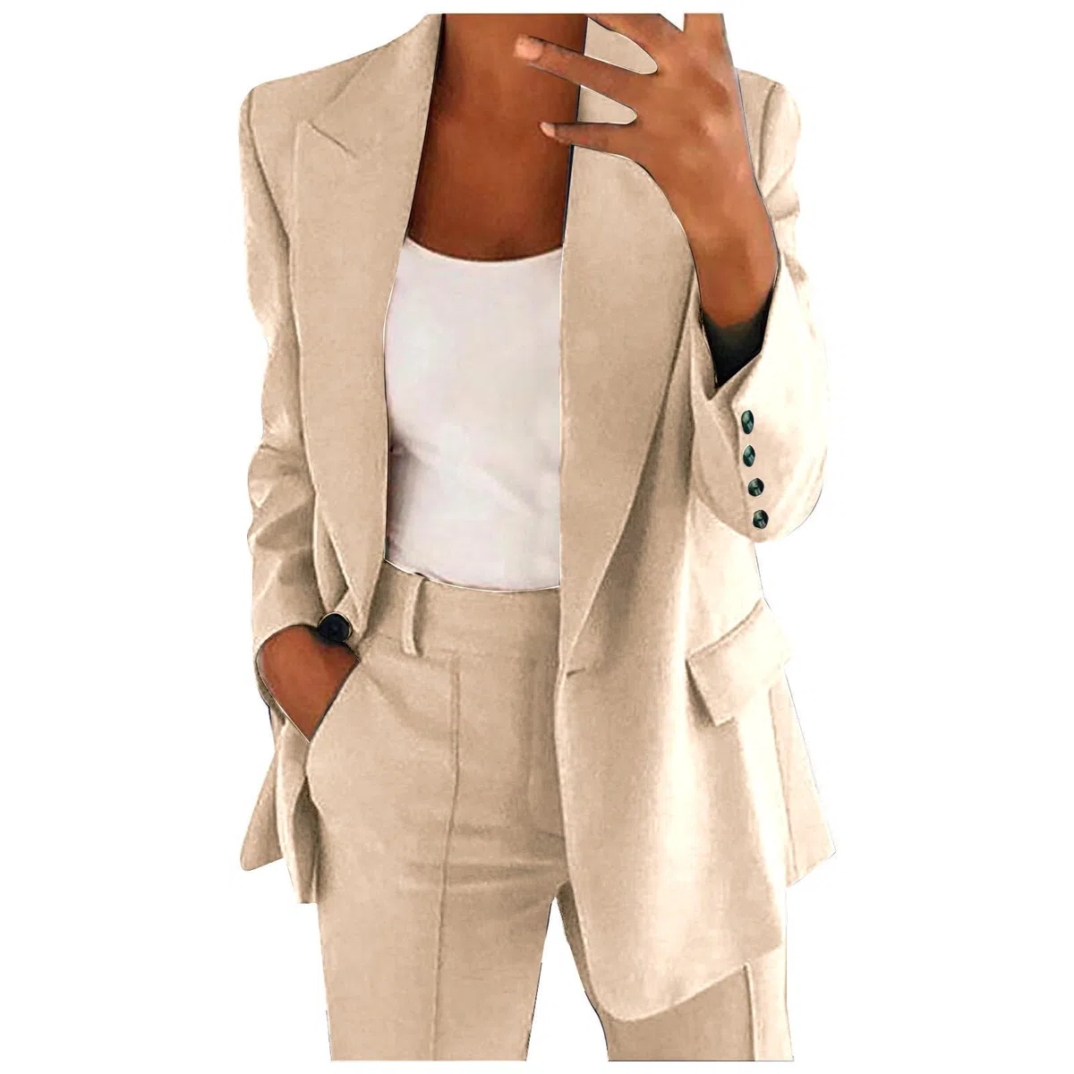 Generico Completo Elegante Curvy Pantaloni e Giacca Tailleur Leggeri Ufficio Suit Slim Fit Tailleur e Giacche da Donna Eleganti per La Primavera e L’Estate