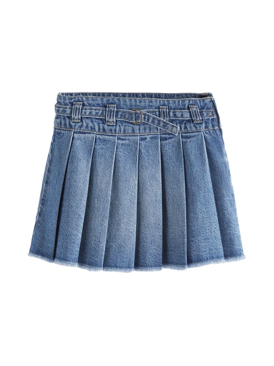 NEXT Ragazza Gonna in Denim a Pieghe