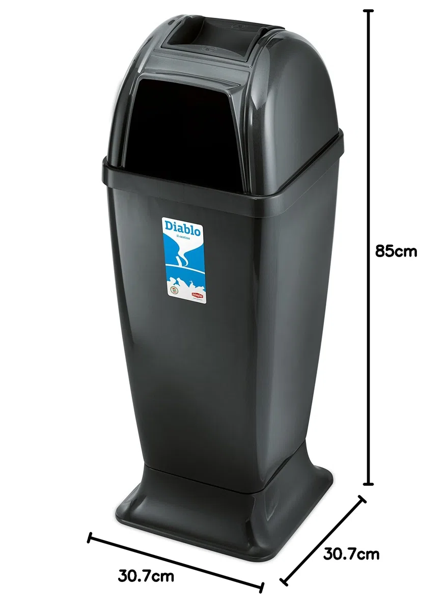 Stefanplast 3876629 Gettacarte/Posacenere Diablo In Plastica Antracite Lt 50