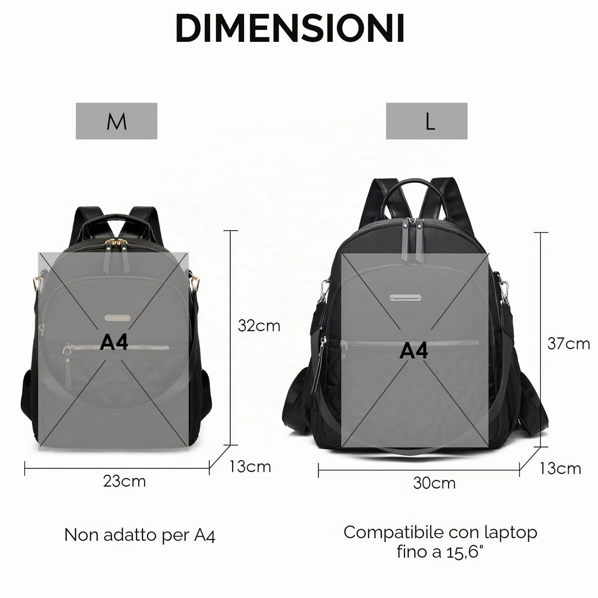 JANSBEN Zaino da donna, piccolo, da città, antifurto, in nylon, per scuola, viaggi, lavoro