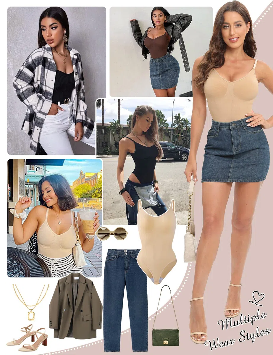 CMTOP Body Contenitivo Modellante Donna Body Shaper Bodysuit con Tracolla Regolabile Dimagrante Shapewear Senza Cuciture Guaina Contenitiva Pancia Piatta Intimo Snellente e Versatile Traspirante
