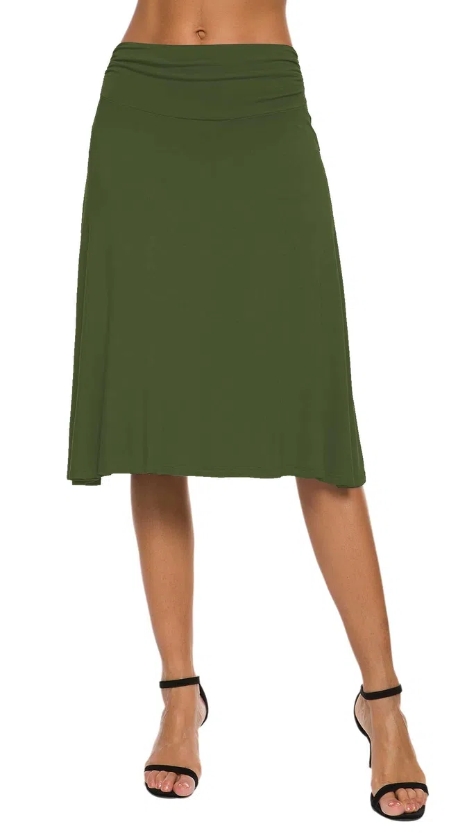 Donna Elegante Casual Elastico Midi Yoga Gonna Piega Media Vita Svasato A-Line Gonna