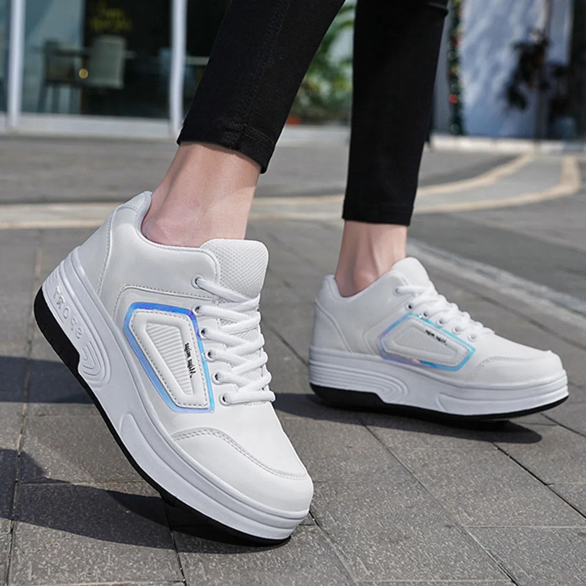 Surwin Scarpe con Rotelle Bambino, Scarpe con Ruote Posteriori Retrattili, Sneaker Lacci con Rotelle Bambini Ragazzo Ragazza Unisex Sneaker Skateboard Traspirante per Feste