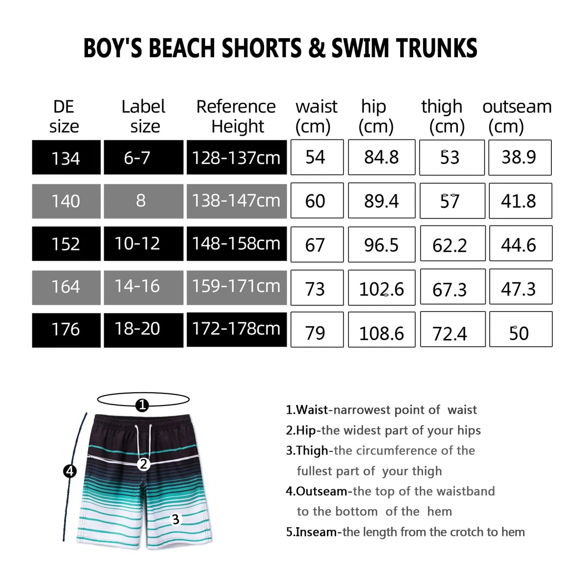 MEILONGER Pantaloncini da Bagno Ragazzi Bambini a Compressione ad Asciugatura Rapida Corti Boardshorts con Tasche Coulisse Regolabile Spiaggia Sport Piscina Costume Nuoto