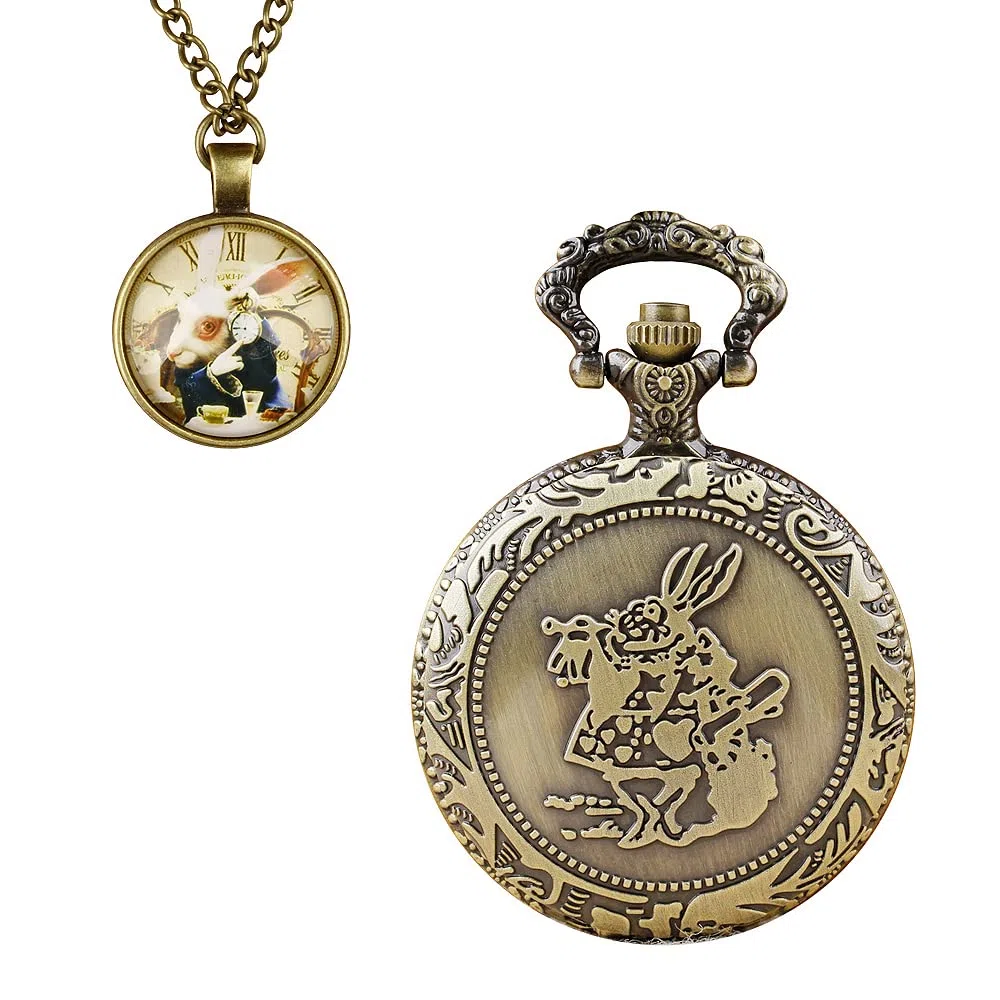 Tiong Women's Pocket Watch Quartz Arabic/Roman Numerals Dial Pocket Watches with Necklace Pendant for Womens Girls