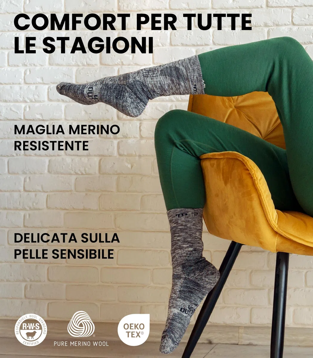 Merino.tech Calze Lana Merino Uomo e Donne - Calzini Termici, Calzini Running, Calze Trekking Lunghezza Media