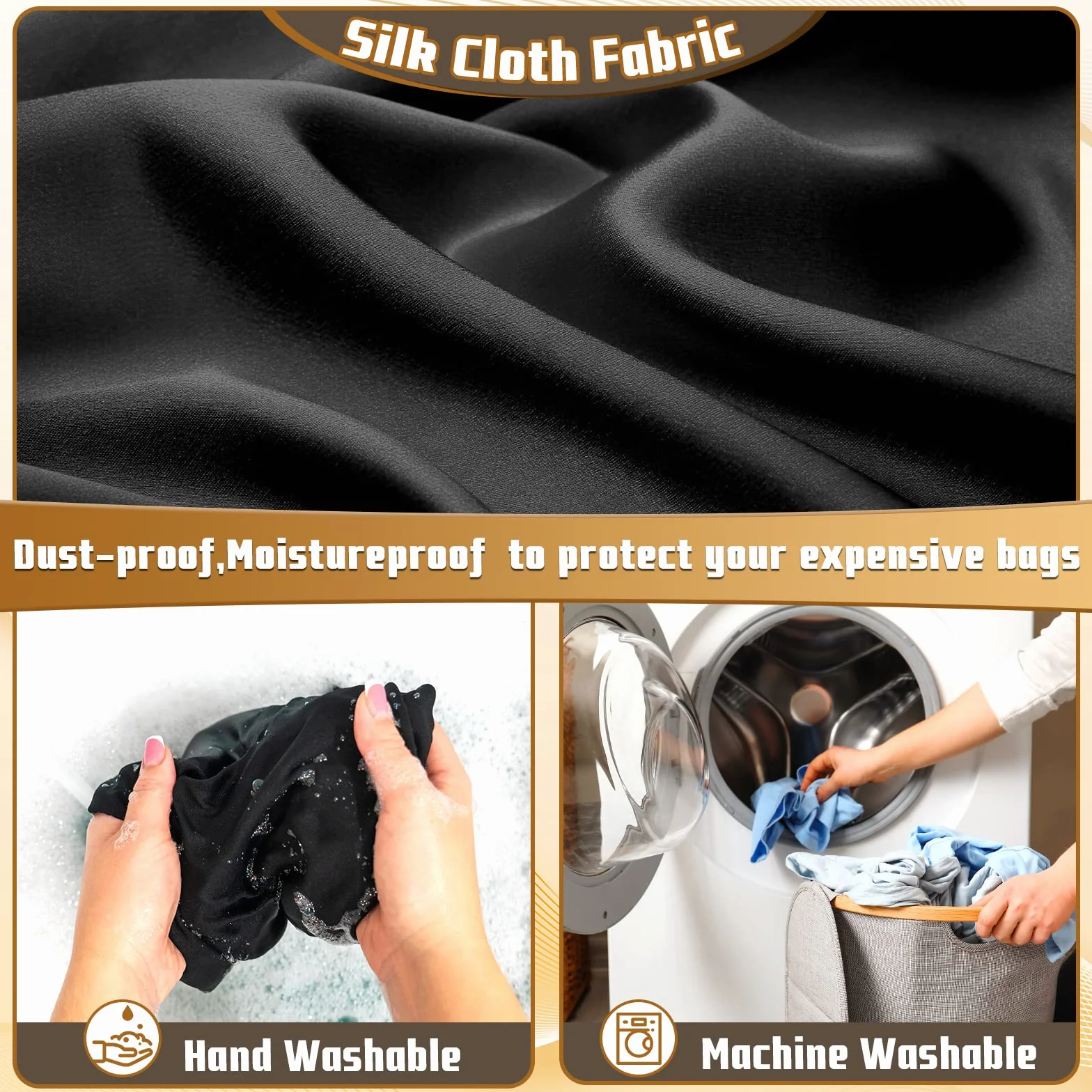 Custodia in Tessuto per Custodia con Coulisse Borsa Portaoggetti Borsa 50 * 40 cm per Valigia Portatile Gadget Aereo da Viaggio Set di 12 (Nero)
