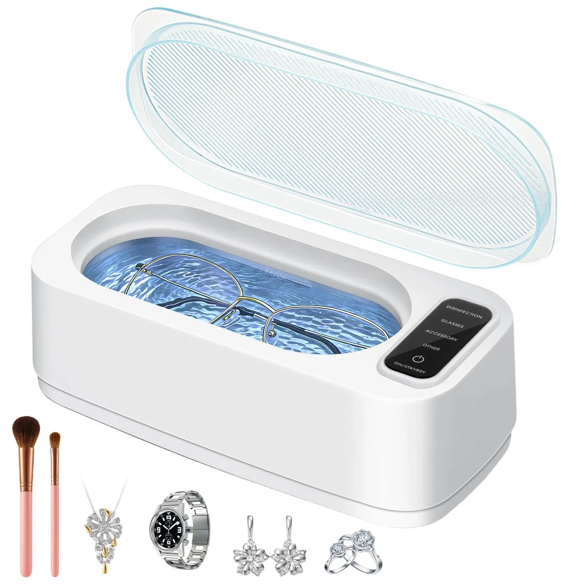 Pulitore Ultrasuoni VINATO da 350ml Ultrasonic Cleaner con 4 Modalità di Pulizia Ultrasuoni per Occhiali, Gioielli e Orologi