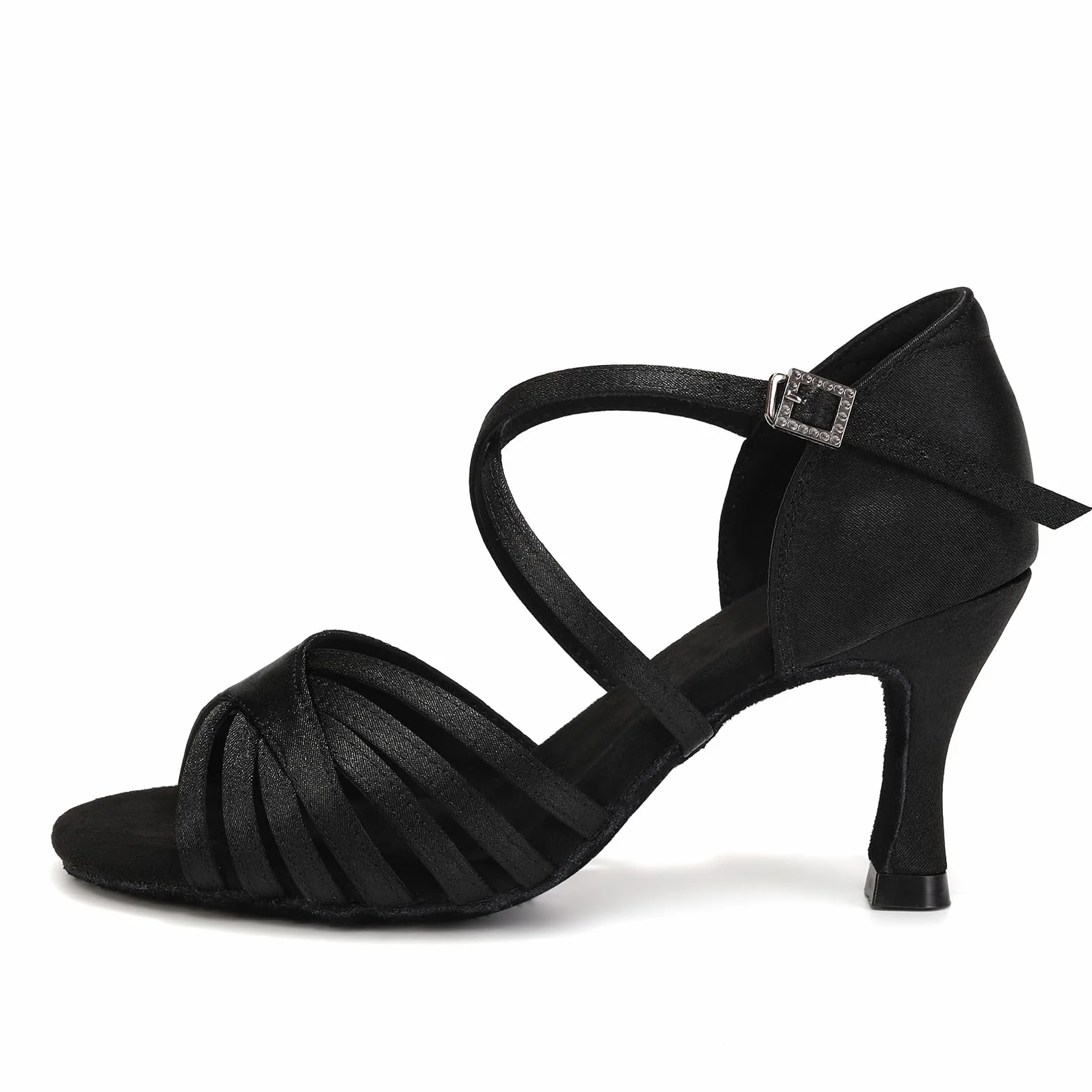 Scarpe da Ballo Latino Americano Donna Raso Professionale Scarpe da Salsa Tango Bachata Scarpe con Punta Aperta