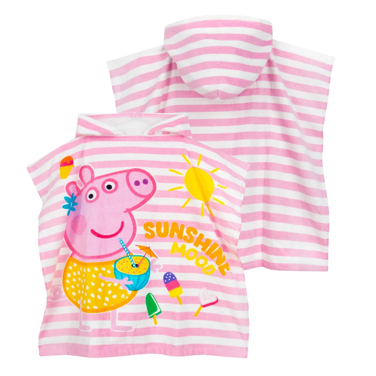 Peppa Pig Poncho Con Cappuccio Asciugamano Poncho Bambina | Asciugamano Mare Bambina | Taglia unica Rosa