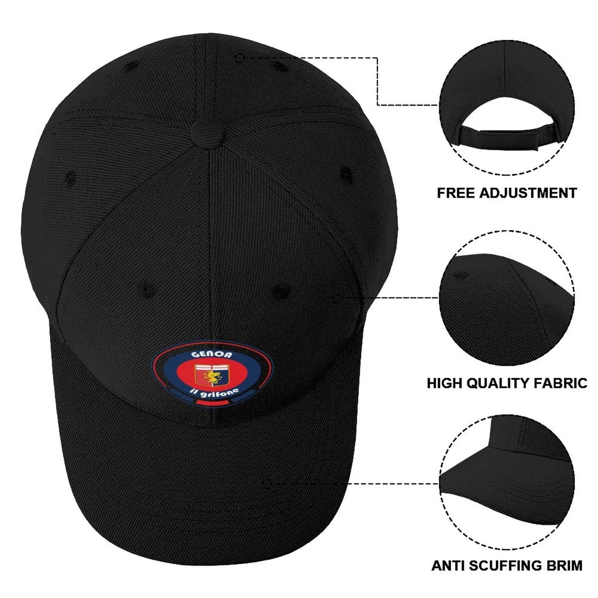 Baseball cap Serie A - Team Genoa Cappello da Baseball Cappello da Golf Cappello da Uomo for The Sun Cappello da Designer Cappello da Donna Uomo
