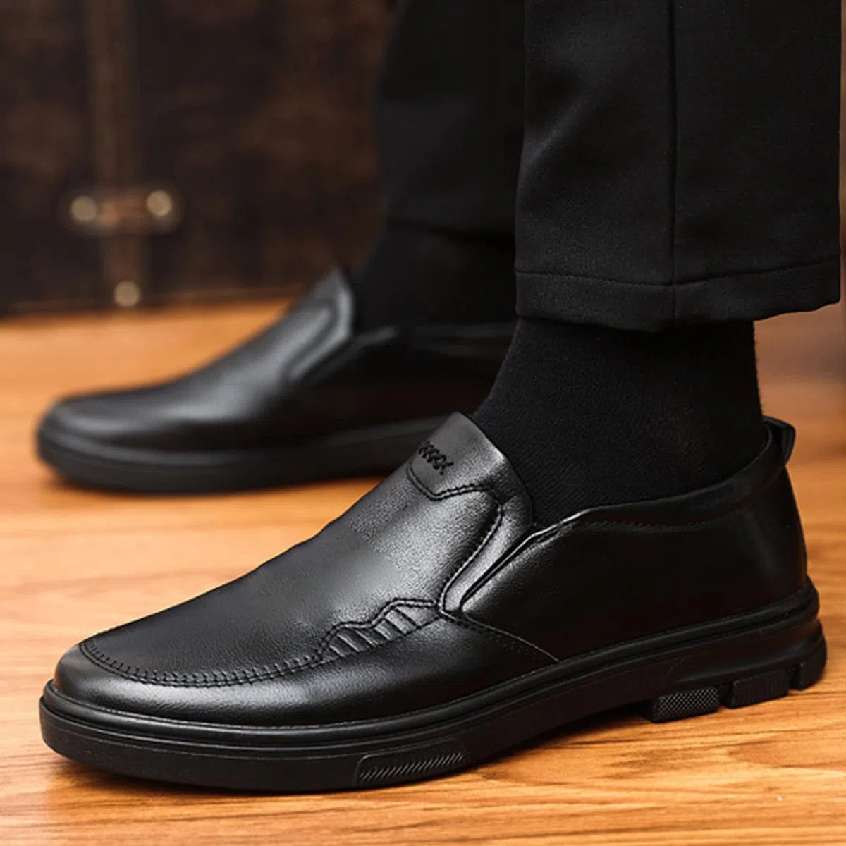 Scarpe da lavoro da uomo, classiche, Oxford, leggere, in lacca, larghe, eleganti, in pelle, con lacci