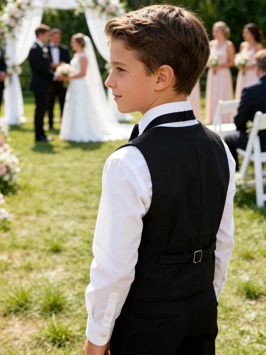 LOLANTA Gilet da Cerimonia per Ragazzi, Gilet da Smoking Monopetto Completamente Foderato per Matrimonio 7–14 Anni