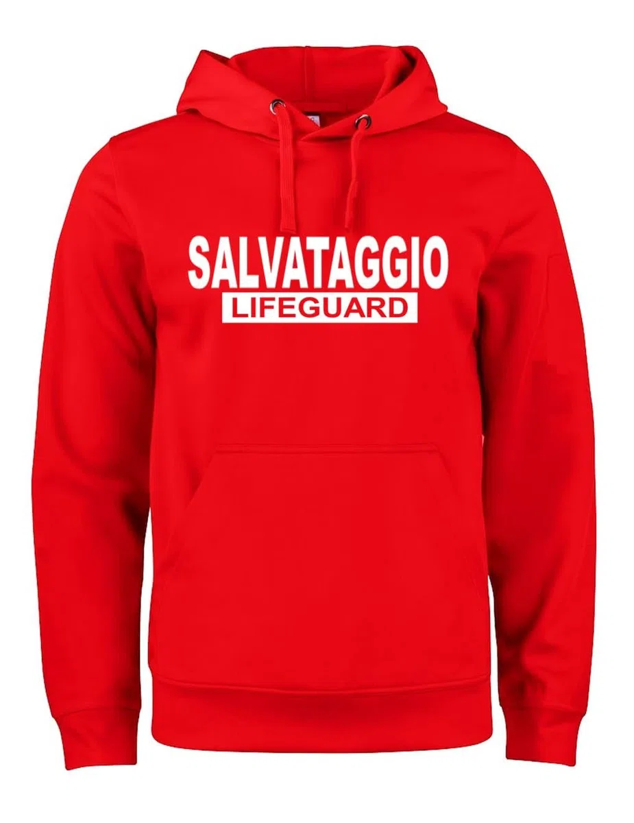 Felpa Salvataggio Lifeguard Cappuccio Premium Uomo