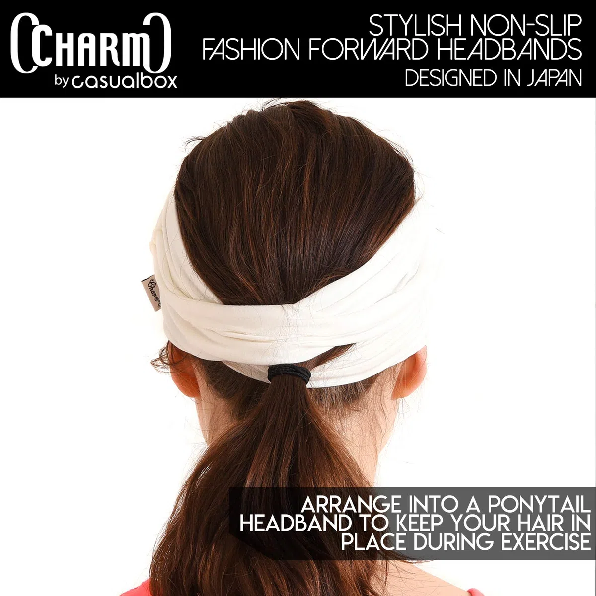 CHARM Bandana Elastico Uomo, Fascia Capelli Donna Stile Giapponese, Per Capelli Lunghi E Dread, Fascia Testa Avvolgente Nero