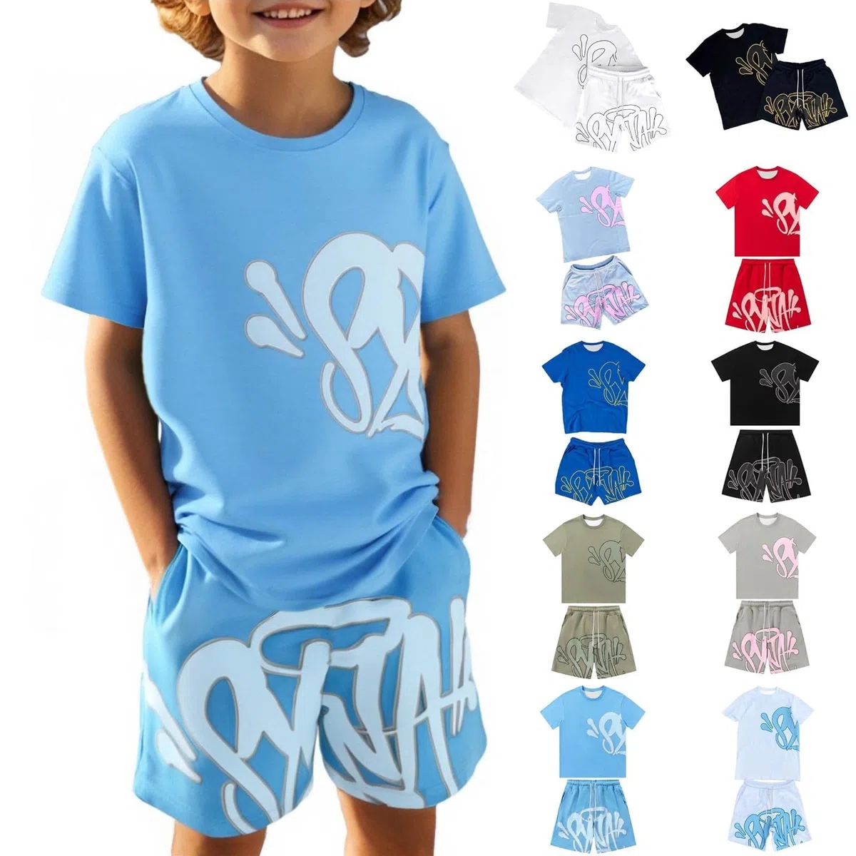 Generico Completo Sportivo Estivo da Uomo,Tuta Uomo Sportiva Maniche Corte T-Shirt e Pantaloncini Estiva 2 Pezzi Set Completo,Casual Cotone Sweatsuit Set