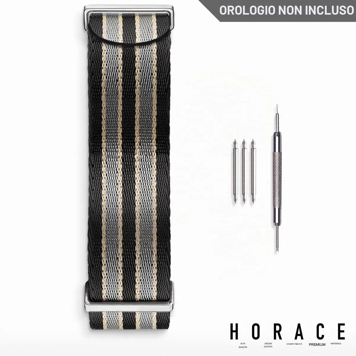 HORACE Cinturino Orologio NATO 20mm Nylon Morbido – Compatibile con Omega x Swatch MoonSwatch – Strumenti Inclusi