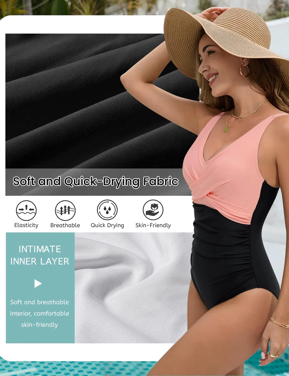 UMIPUBO Costume da Bagno Intero Donna Sexy Scollo a V Costumi da Mare Interi Curvy Push Up Imbottito Reggiseno Bikini Controllo della Pancia Cross Costumi Un Pezzo Spiaggia Beachwear