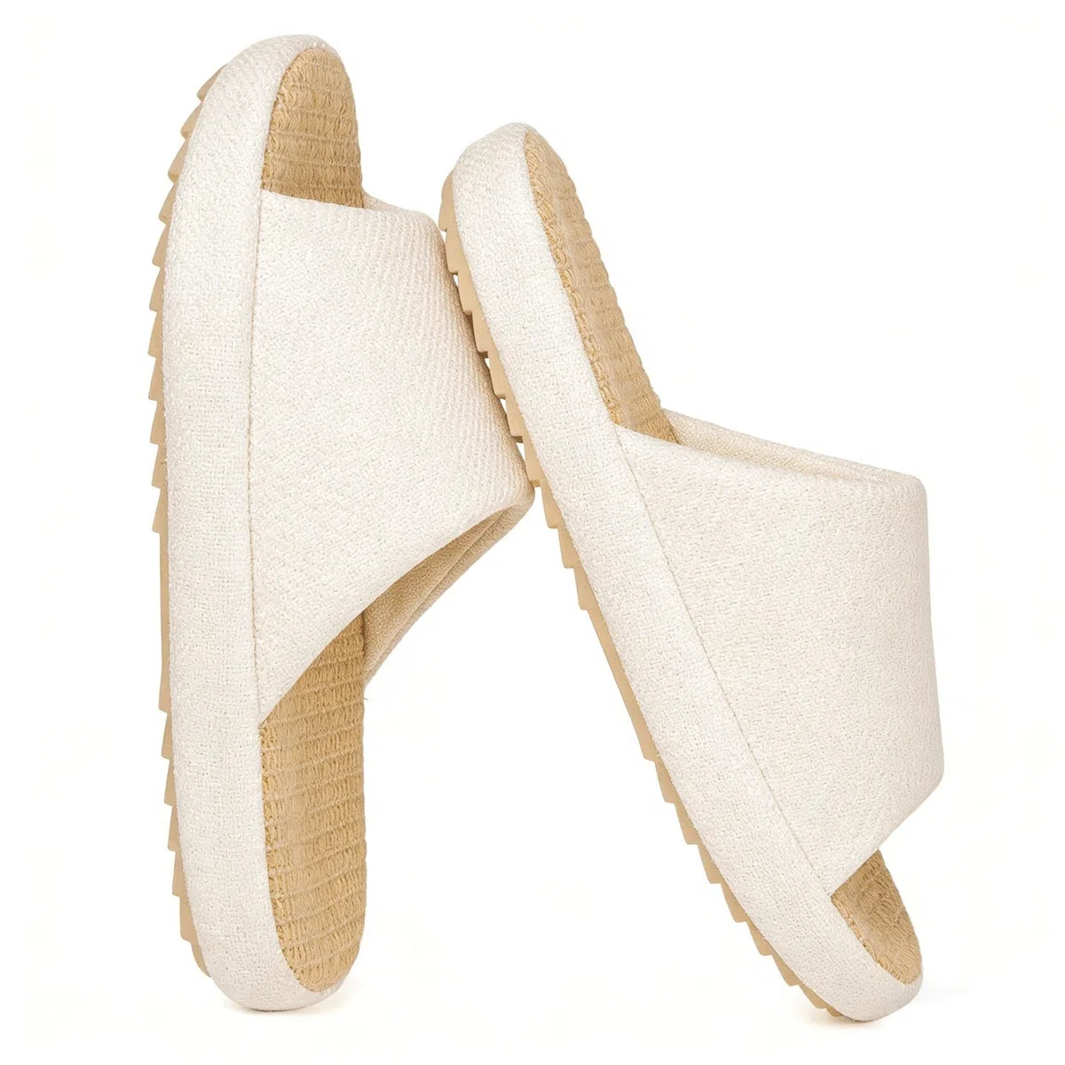 Eagsouni Pantofole di Lino Memory Foam Ciabatte Donna Comode Antiscivolo Morbide Slippers