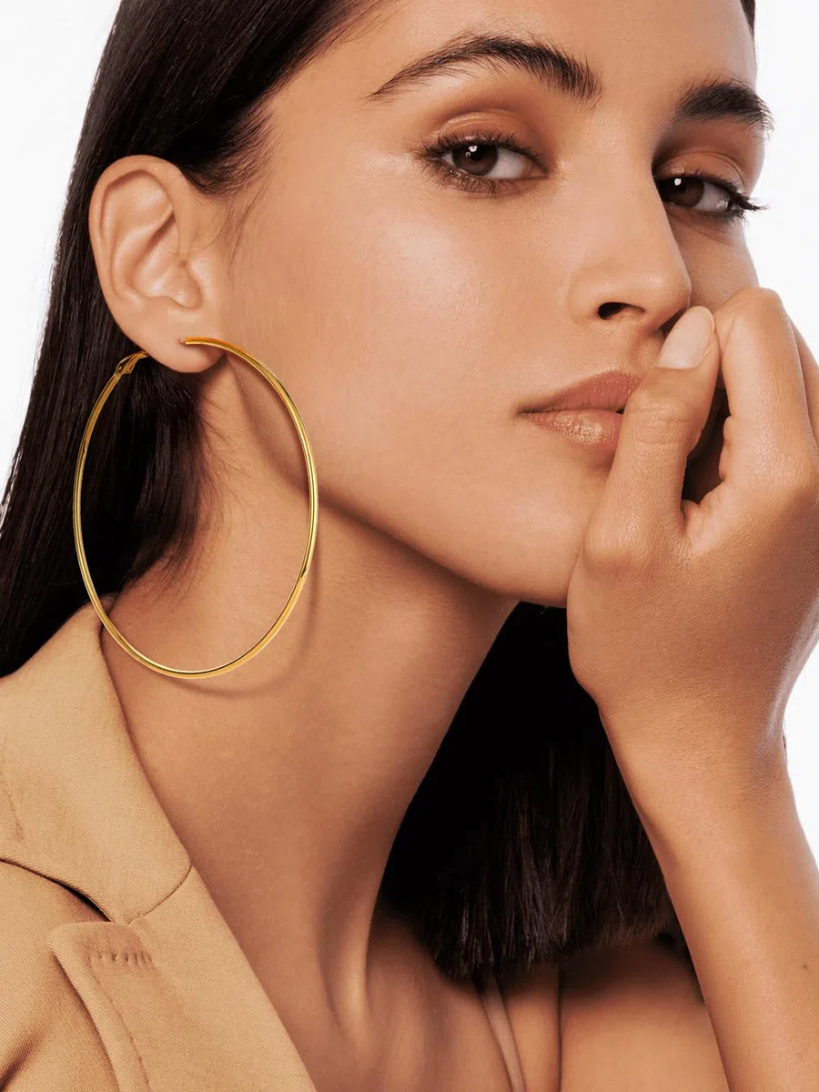 Prosteel Orecchini Cerchio Argento Donna Oro Placcato 14K Ipoallergenico 20/30/50/60/70/80/90/100mm Vintage Y2K Minimalismo Impermeabile