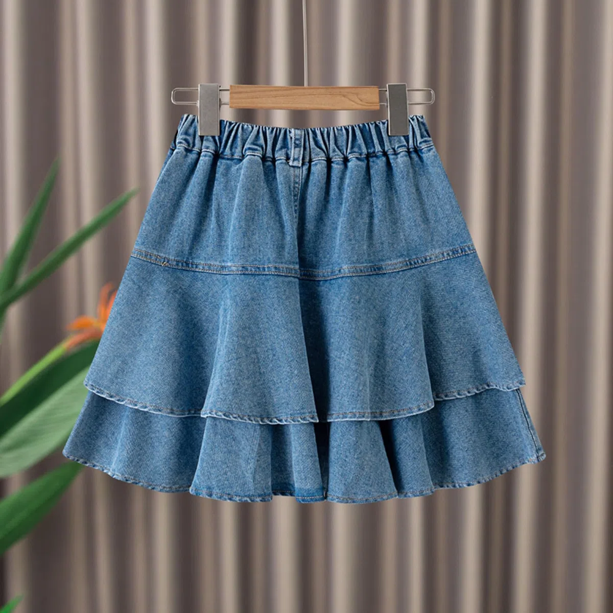 Gonna di jeans per bambina per bambina Estate Autunno Gonna di jeans a strati a vita alta per bambina con tasca