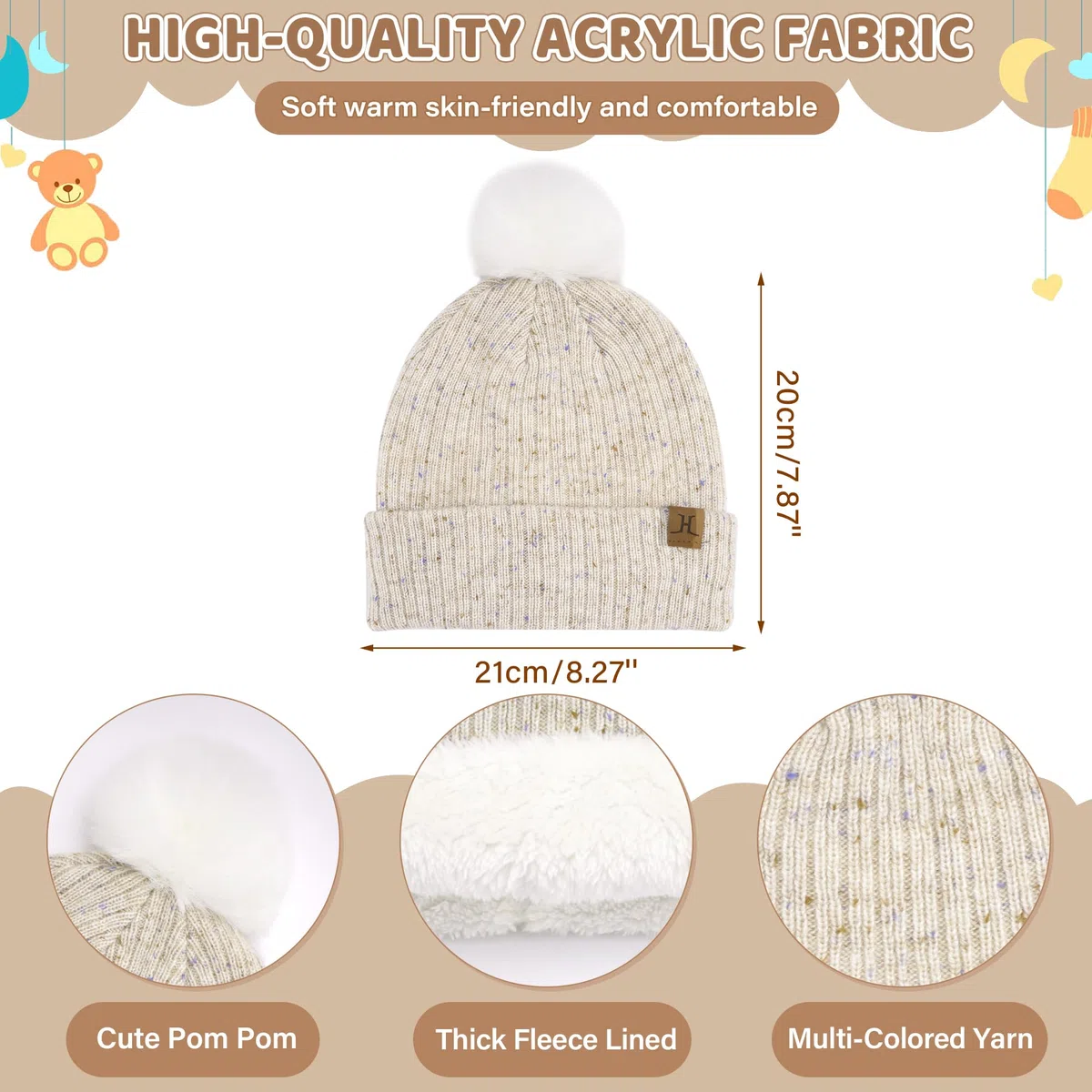 Bequemer Laden Bambino Bambina Cappello Invernale Termici Sciarpa ad Anello Guanti in Maglia, PON PON Berretto Scaldacollo Manopole per 0 6 12 Mesi 1 2 3 4 5-8 Anni Bambini Regalo