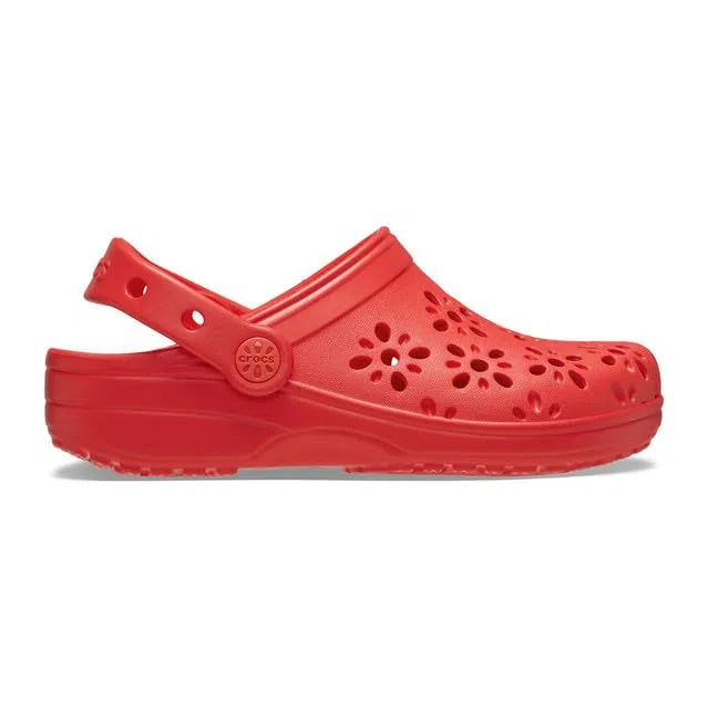 Crocs Classic Floral Cut Out Clog T, Zoccoli Unisex - Bambini e Ragazzi, Cherry Red, 27/28 EU
