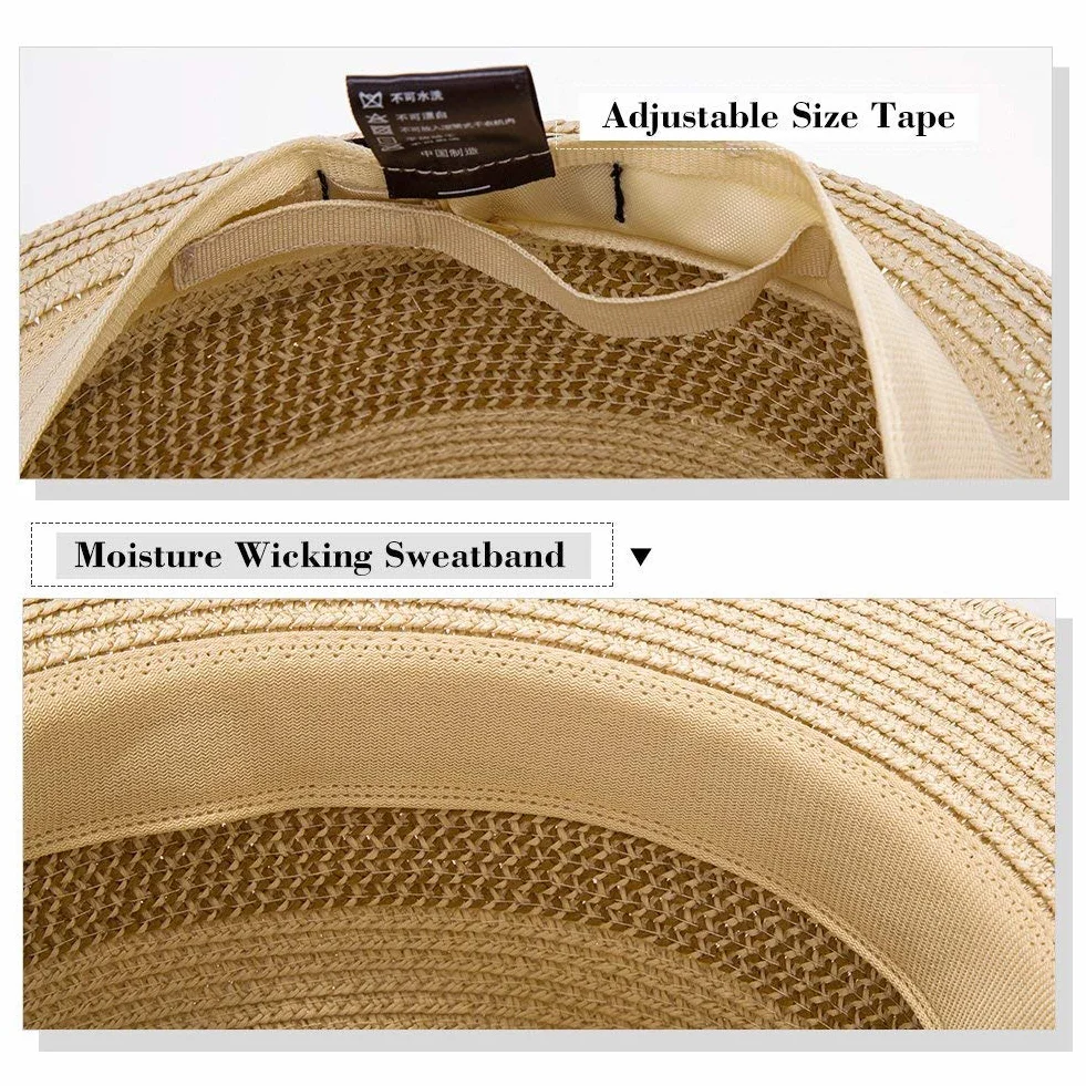 SIGGI Donna Estate Cappello Da Sole Tesa Largo Di Cotone Upf 50 + Pieghevole Copertura Mento Cordone Moda