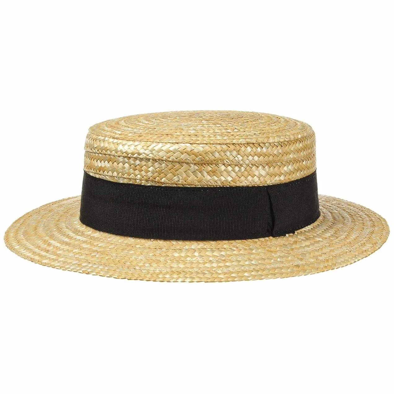 fiebig Cappello da gondoliere Donna e Uomo | Cappello da Sole in 100% Paglia | Boater Made in Italy | Cappello di Paglia per la Primavera e L'Estate | Cappello con Nastro