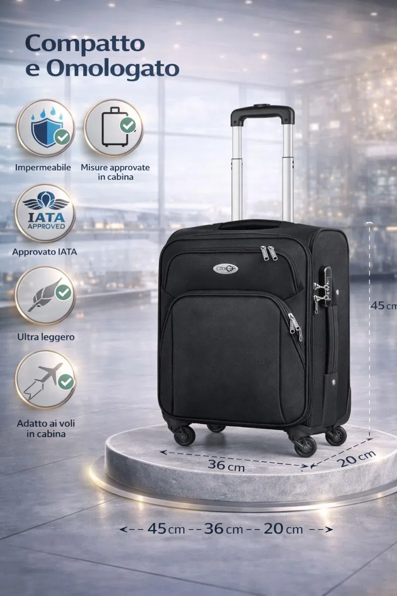Cabin Go - trolley bagaglio a mano easyjet 45x36x20 30L - valigia bagaglio a mano in tessuto - maniglia telescopica - ultra leggero