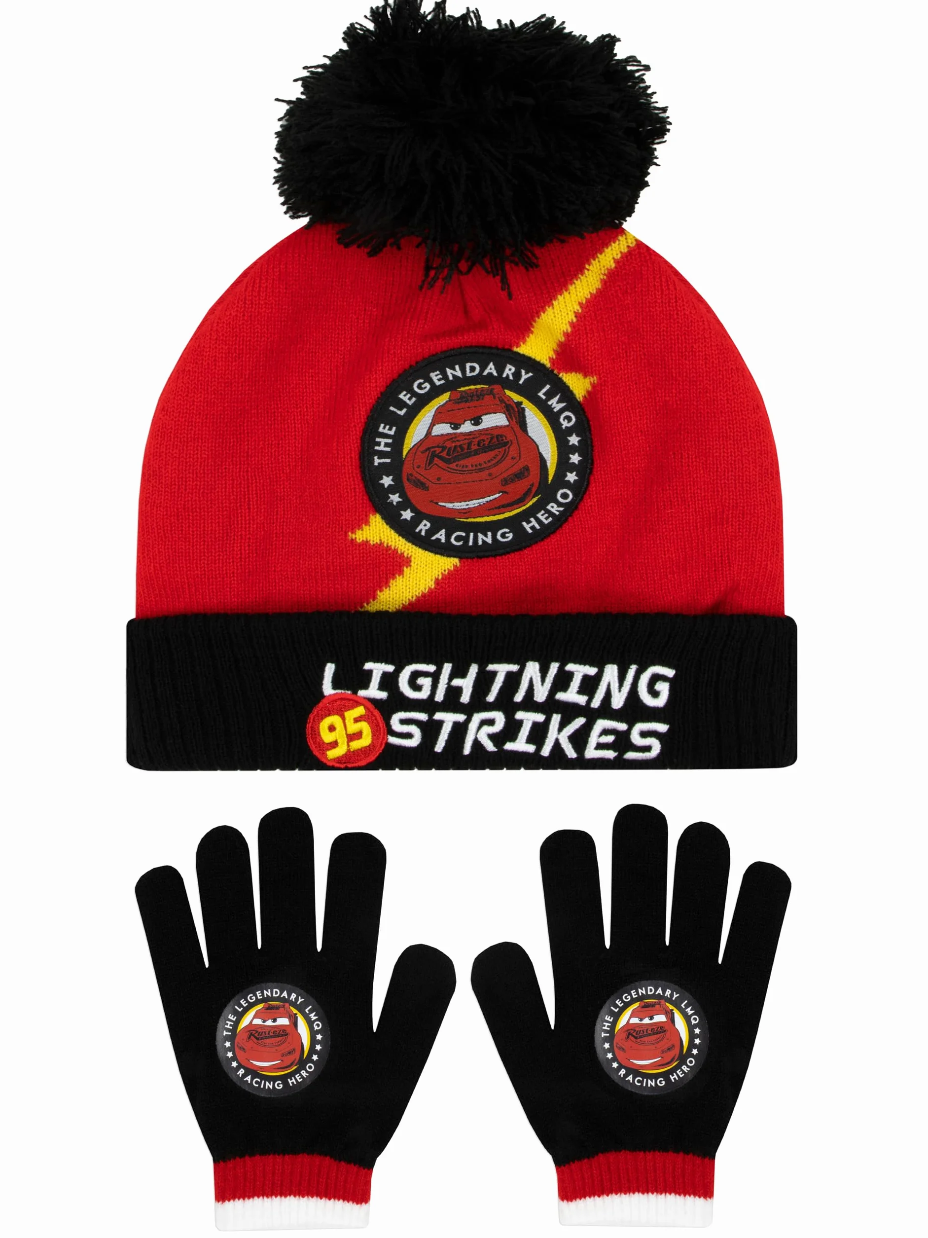 Disney Cappello E Guanti Guanti E Cappello Saetta McQueen | Set Invernale Per Ragazzi | Taglia Unica Nero