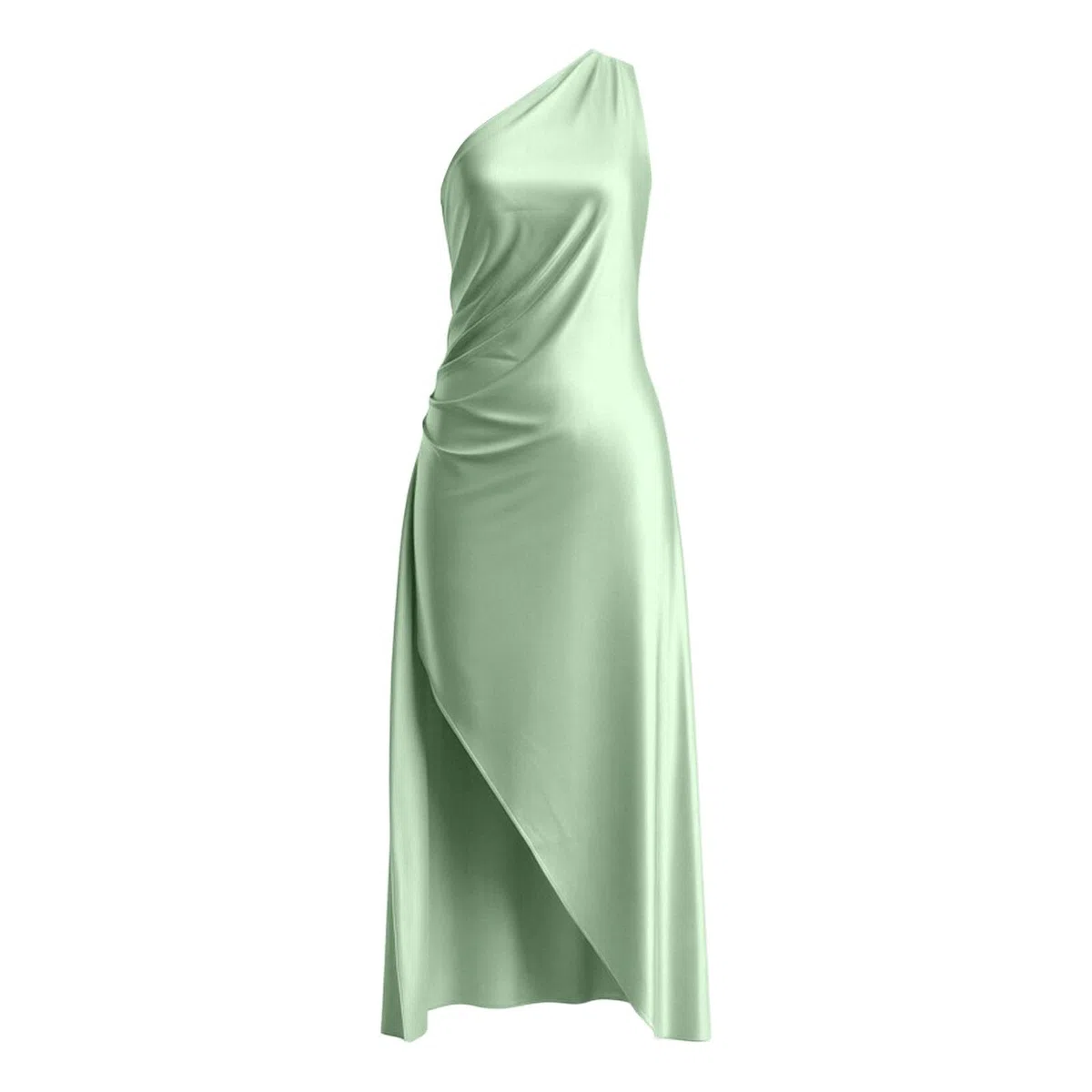 Generico Donna Abito Una Spalla Elegante Abito in Raso con Spacco Abiti da Ballo Plus Size Casual Vestiti Estivi Lunghi Cerimonia Cocktail Invitata Matrimonio Casual Party