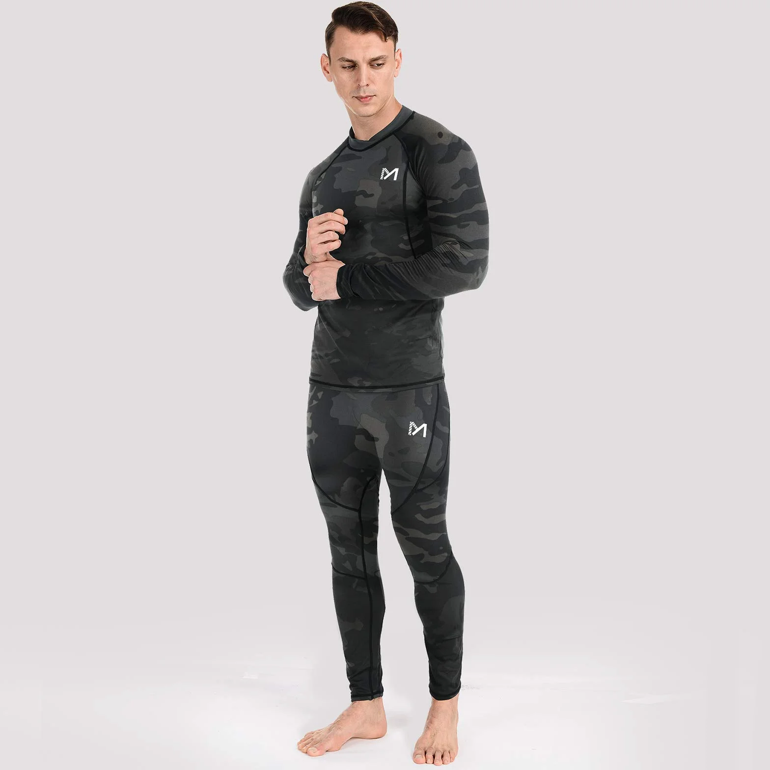 MEETYOO Set di Biancheria Intima Termica da Uomo, Lunga e Funzionale, Traspirante, a Compressione, per Allenamento, Sci, Corsa, Escursionismo