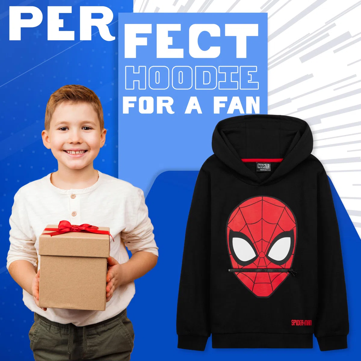 Marvel Felpa Bambino - Felpa con Cappuccio Spiderman 3-12 Anni - Felpe Ragazzo in Cotone Spiderman Abbigliamento Bambino