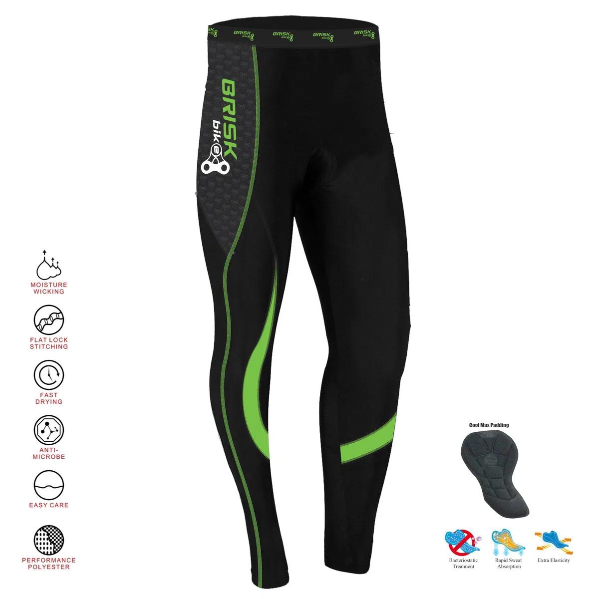 Brisk Bike Pantaloni Ciclismo Donna — Cool Max Imbottito Elasticizzato Pantaloni Ciclista con Zip Riflettenti | Leggings Termici