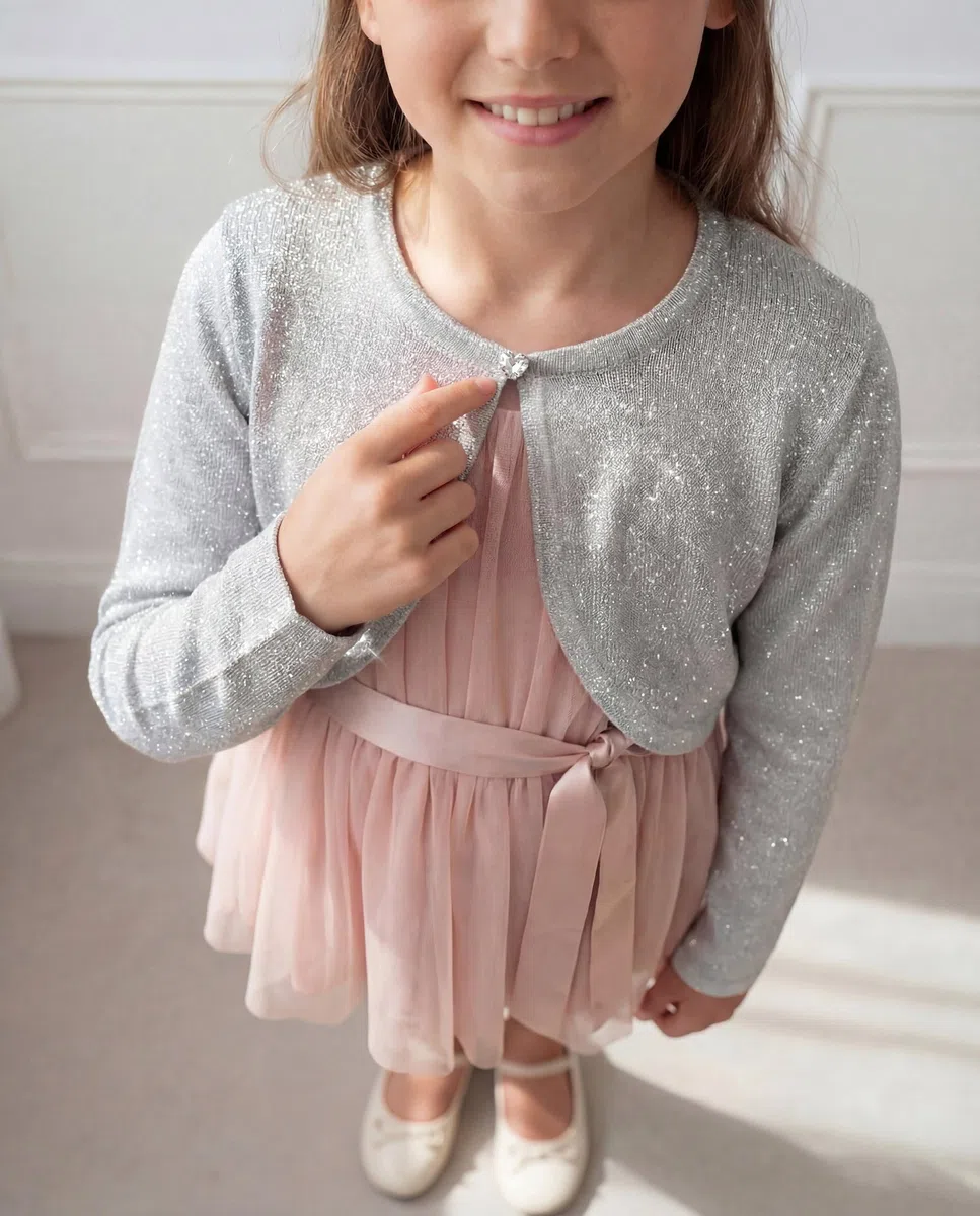 Bolerose Ragazze Manica Lunga Scintillante Bolero Bambini Caridgan
