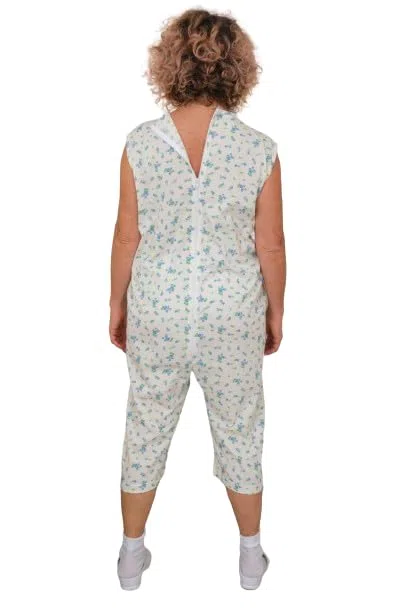 FERRUCCI COMFORT Pigiama Sanitario Estivo Smanicato con Cerniera Zip sul Dorso in 100% Cotone - 9012/7 - Donna e Uomo - per Anziani, Incontinenza, Alzheimer