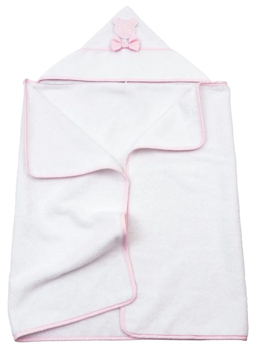 Filet - Accappatoio Triangolo Per Neonati da Ricamare, Morbida Spugna, Prodotto Realizzato In Italia, 100% Cotone - Bianco, Rosa, Taglia unica 0-12 mesi